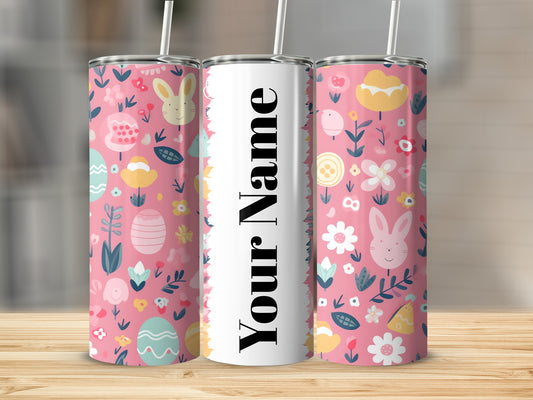 Cute Floral Bunny Personalized Tumbler Cup