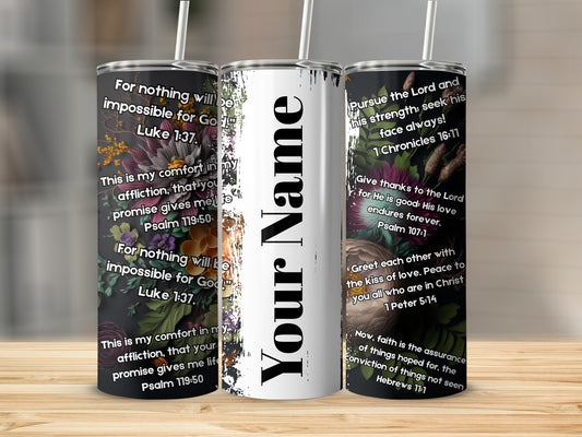 Customizable Inspirational Quote Tumbler with Bible Verses