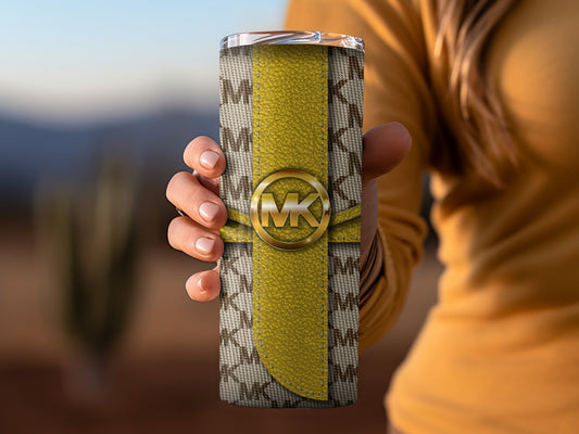 Stylish Yellow and Monogram Travel Mug for Coffee Lovers