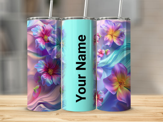 Personalized Floral Design Tumblers with Custom Name
