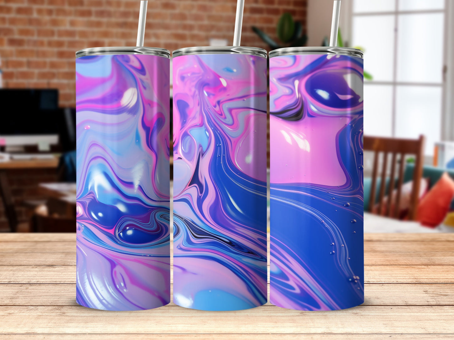 Vibrant Abstract Swirl Design Travel Tumbler