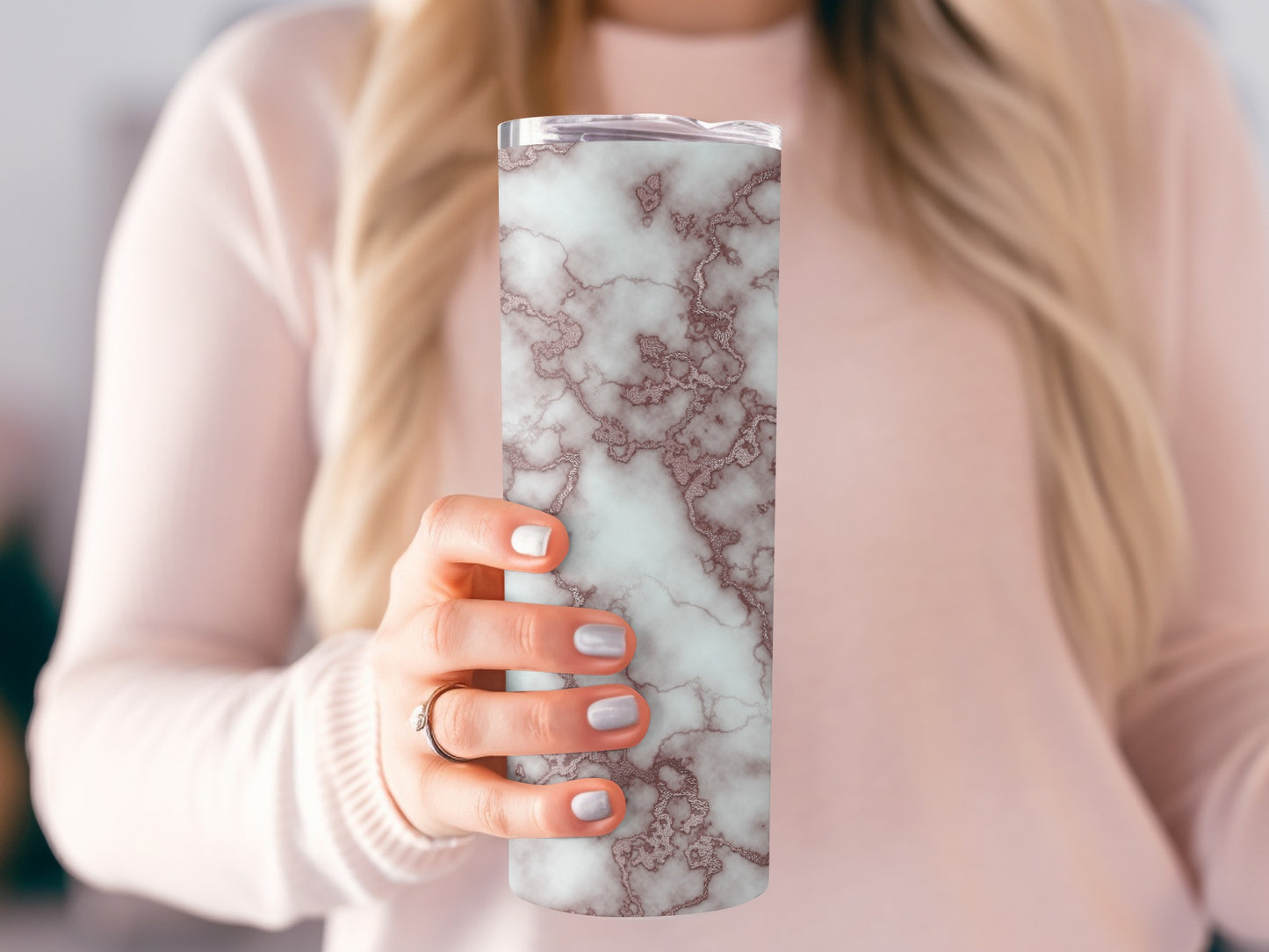 Pink Marble Veins Texture Background Pattern for Tumblers