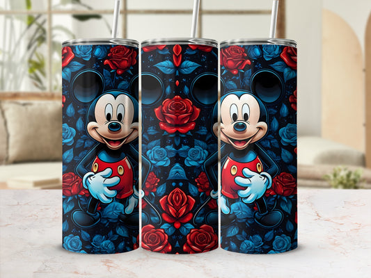 Mickey Mouse Floral Themed Double Walled Tumblers