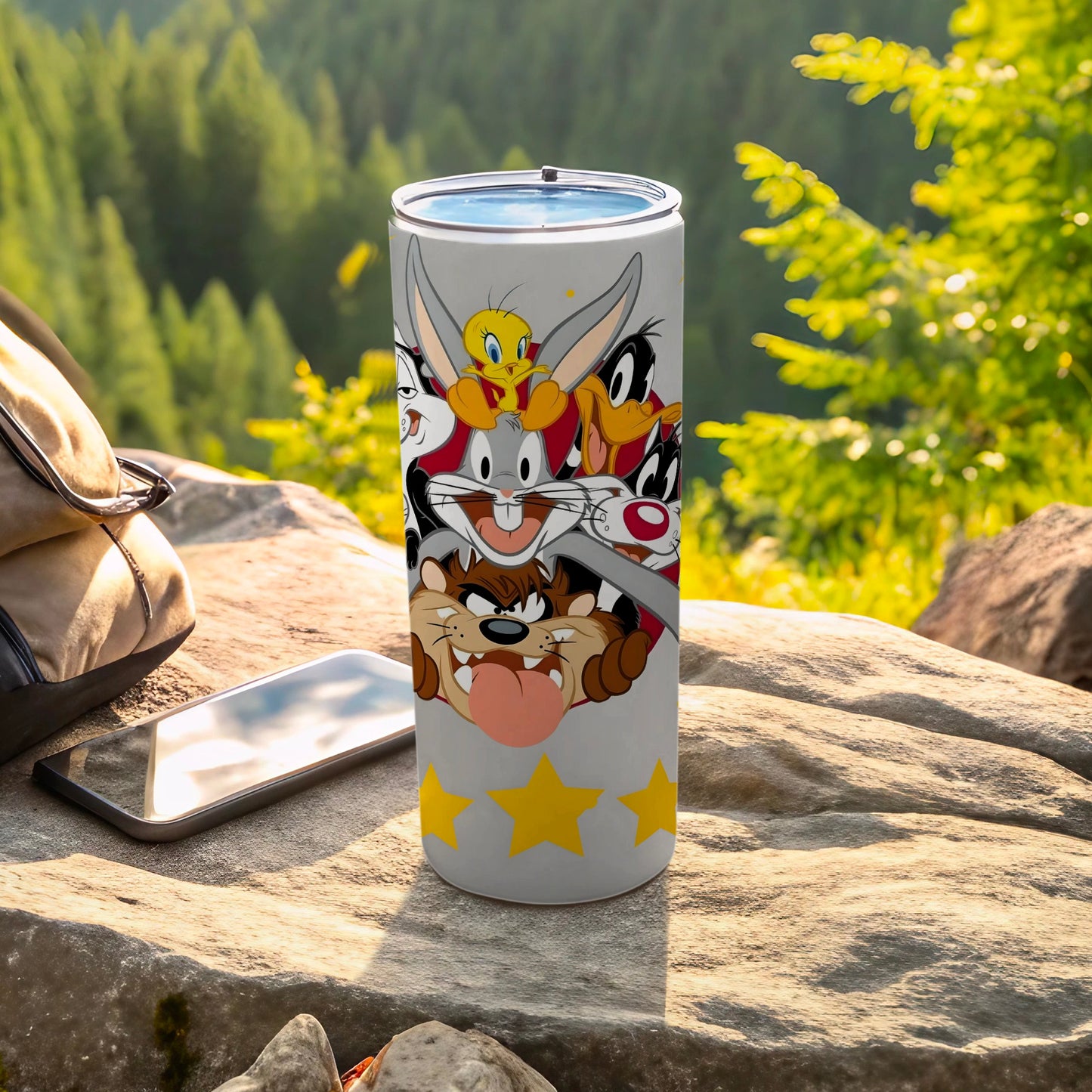 Looney Tunes Characters Tumbler With Five Stars Design
