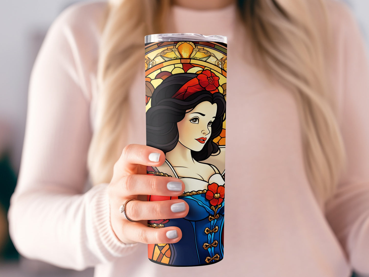 Snow White Stained Glass Design Tumbler