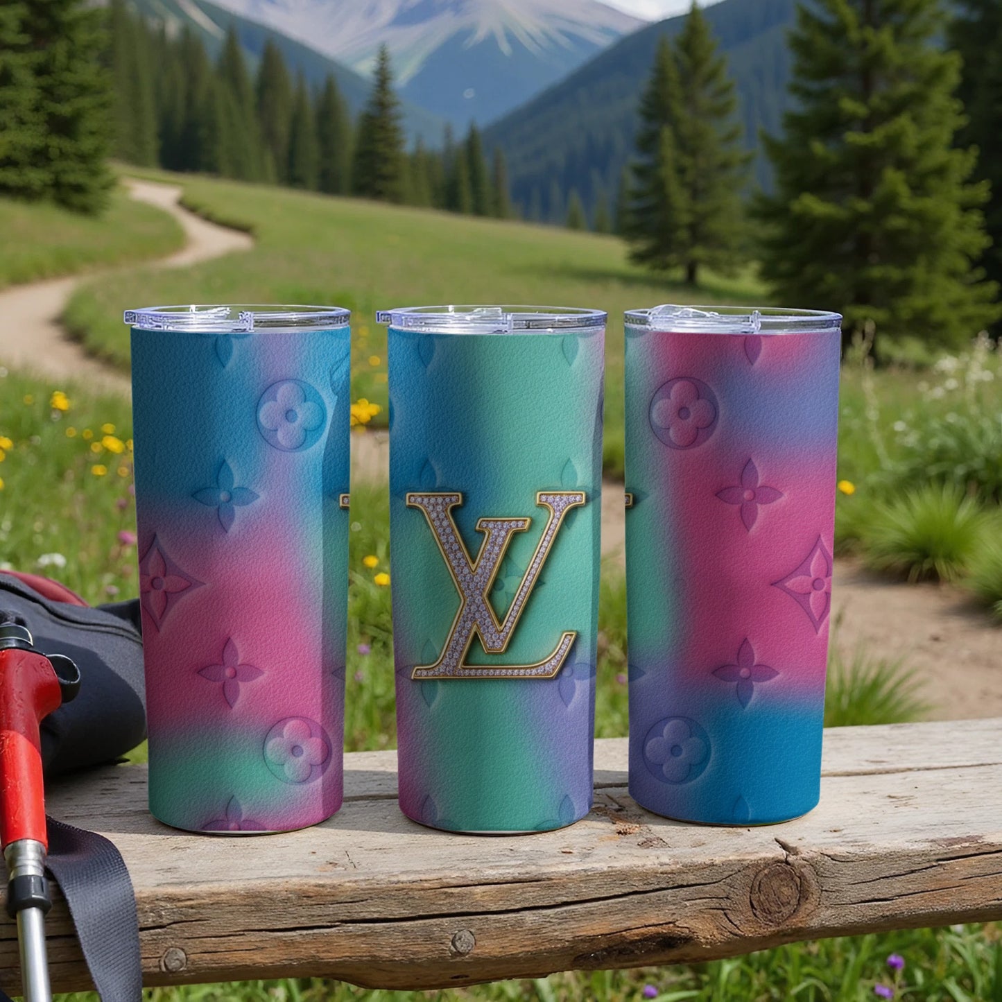 Rainbow Gradient Monogram Tumbler Cups