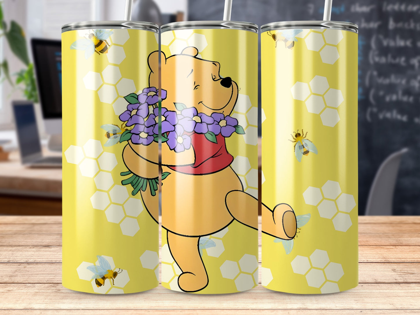 Winnie the Pooh Tumbler with Honeycomb and Bees Design