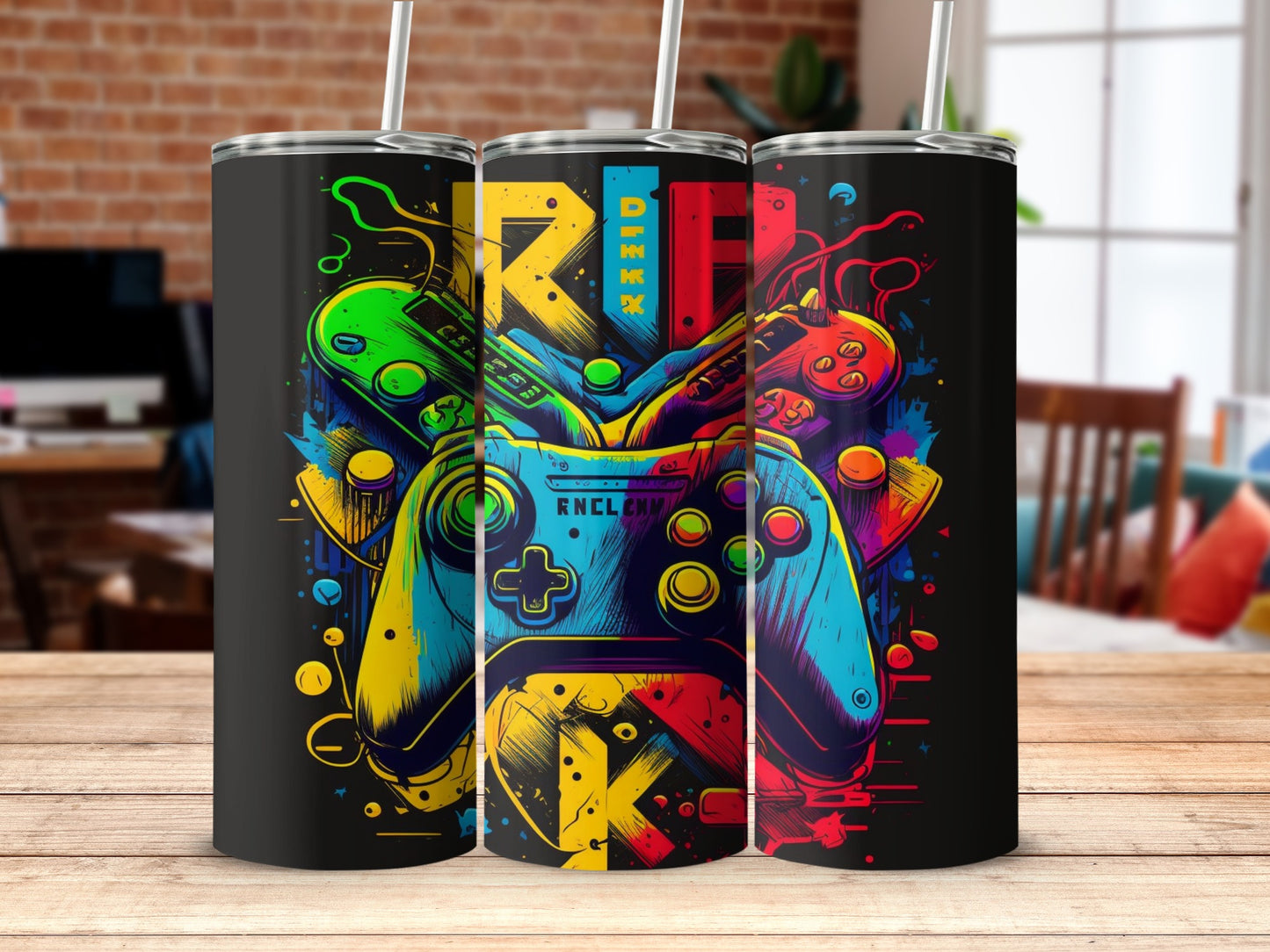 Vibrant Gaming Controllers Design Tumbler Product