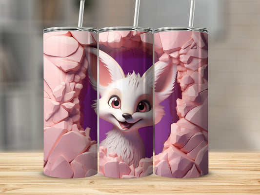 Cute Cartoon Fox Design Skinny Tumbler with Straw