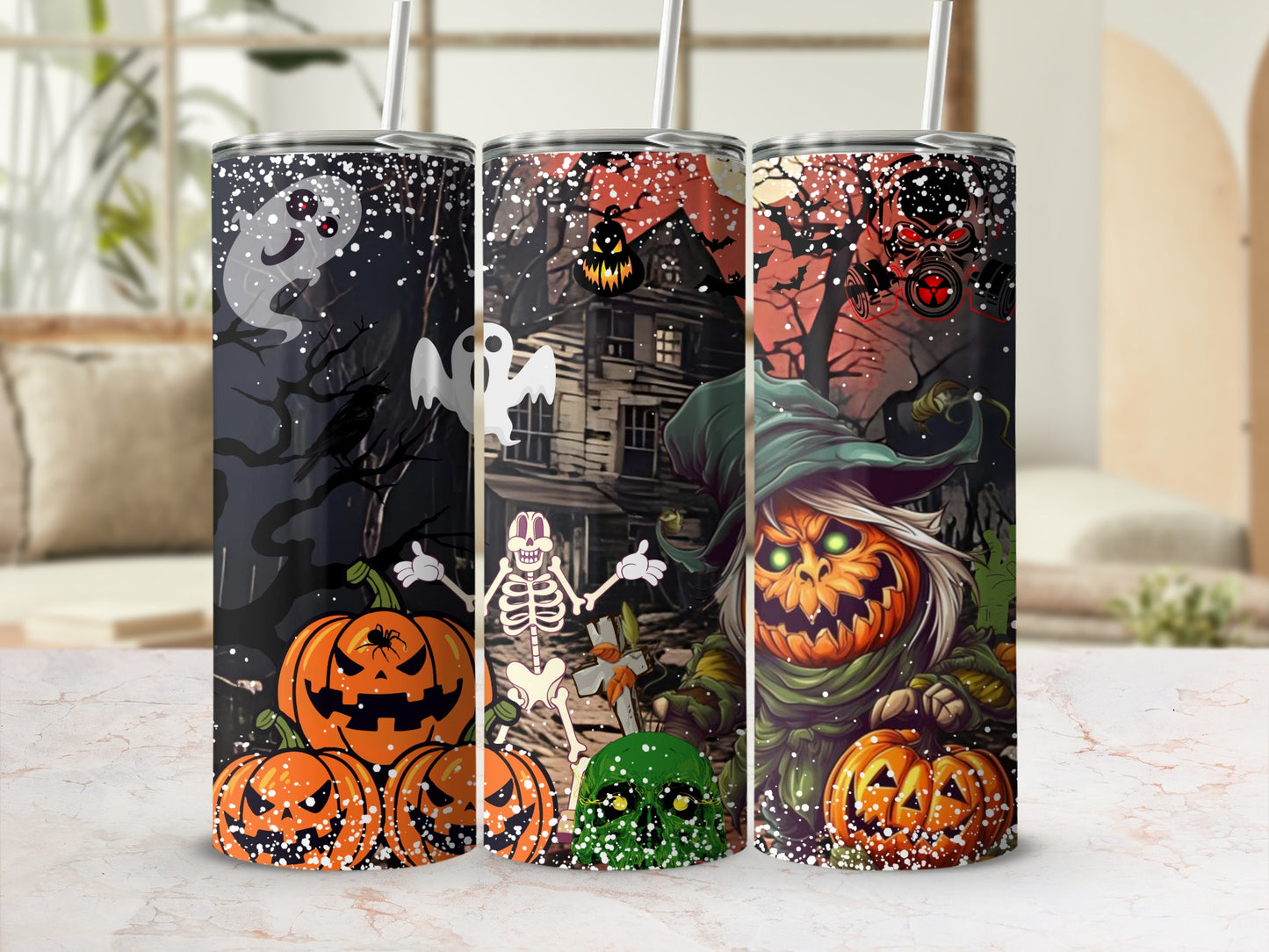 Halloween Theme Spooky Haunted House Tumbler