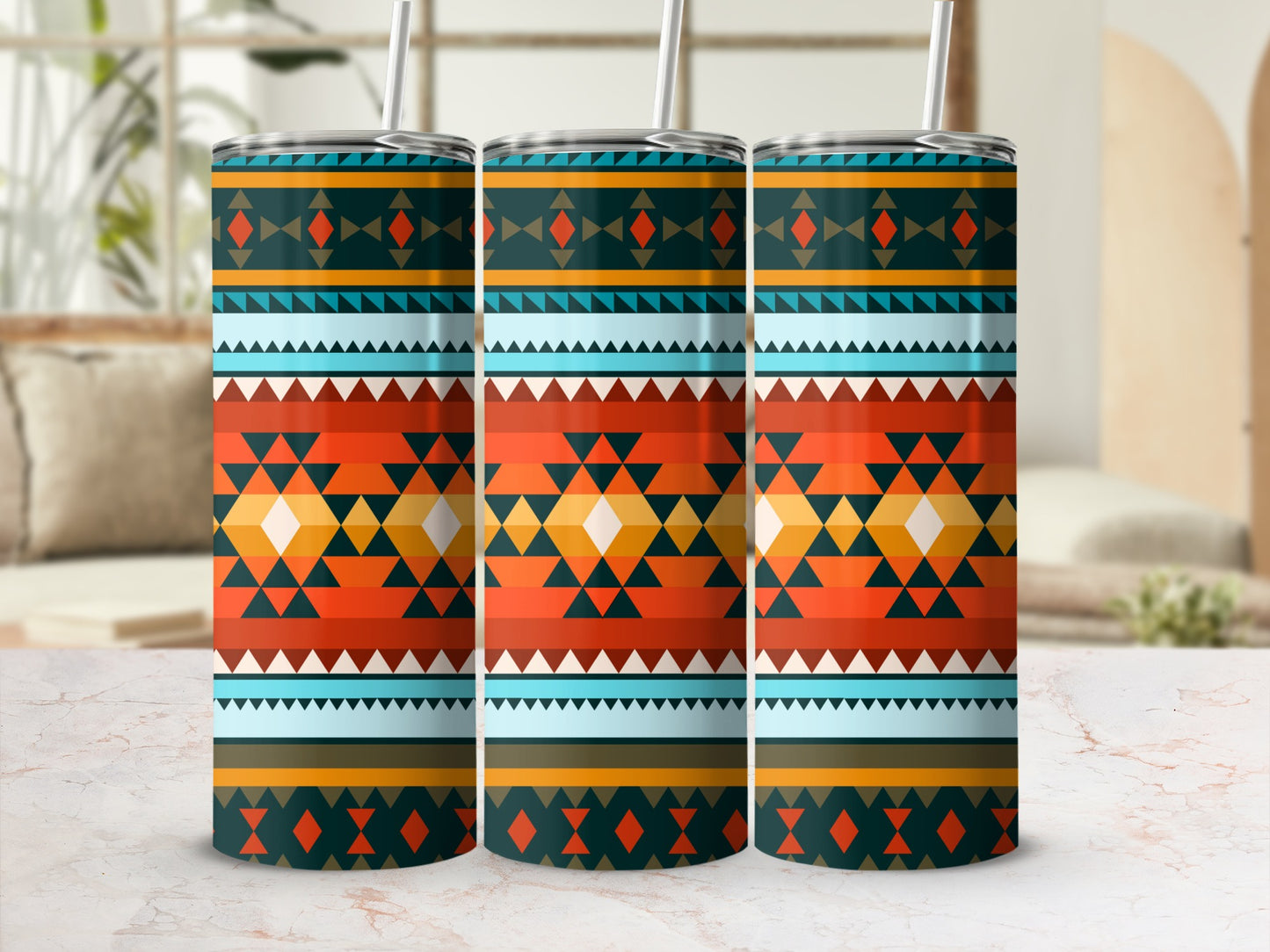 Geometric Pattern Double Wall Insulated Tumbler Product