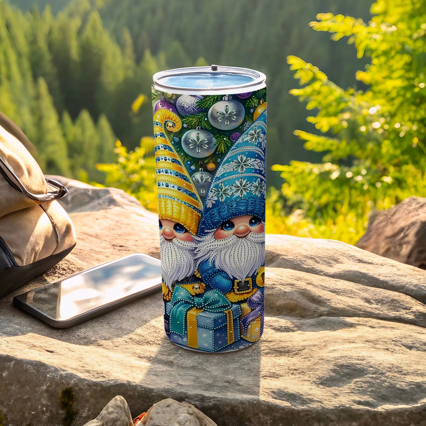 Cute Colorful Gnomes Christmas Theme Travel Tumbler