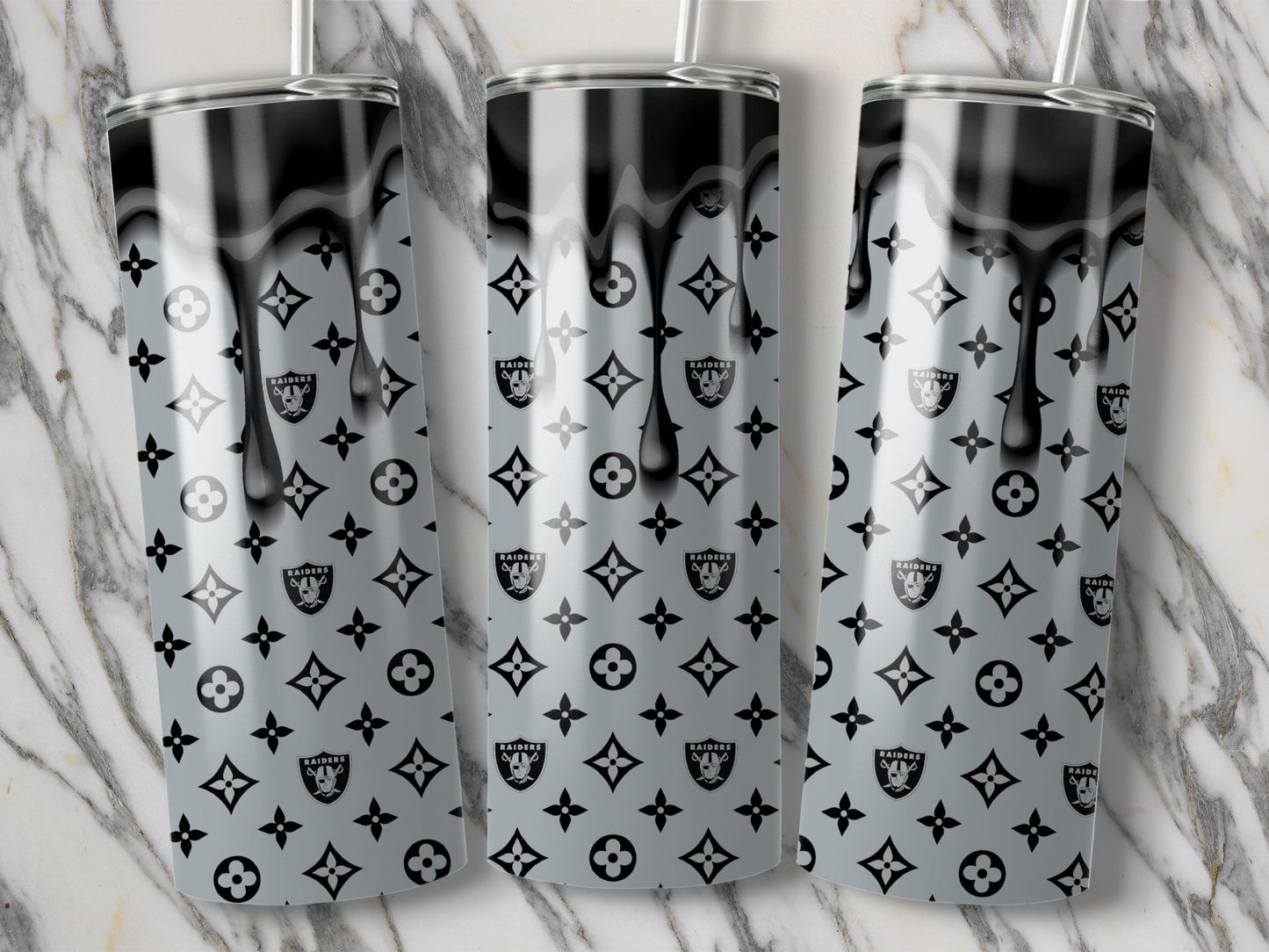 Raiders LV Style Drip Pattern Sublimation Design Tumblers