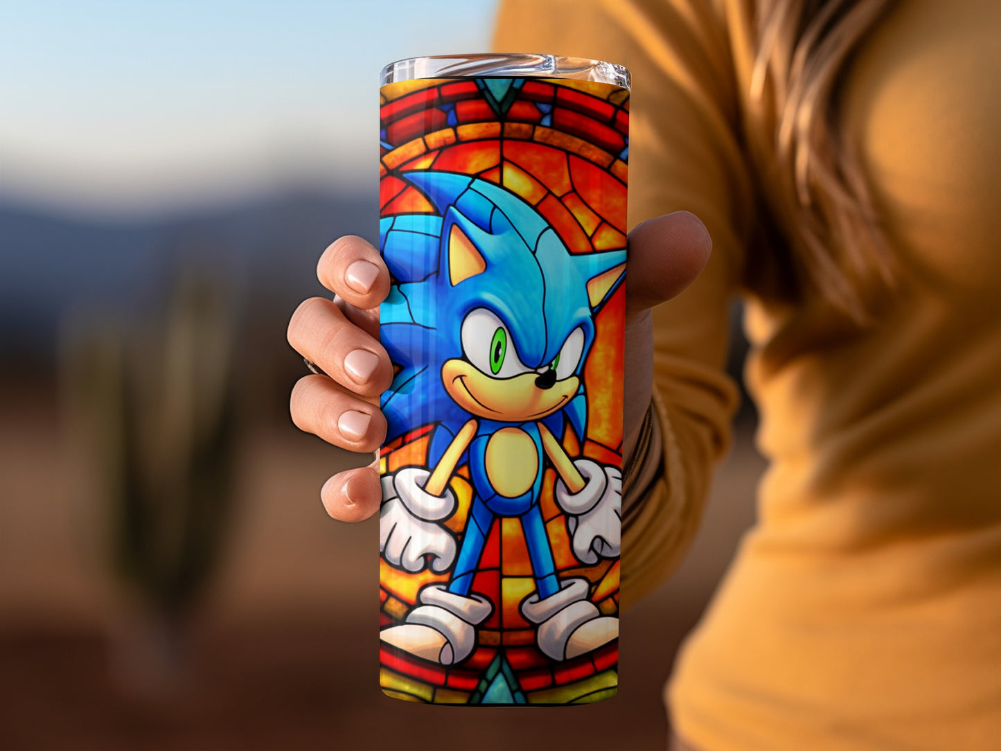 Vibrant Sonic Stained Glass Design Insulated Tumbler