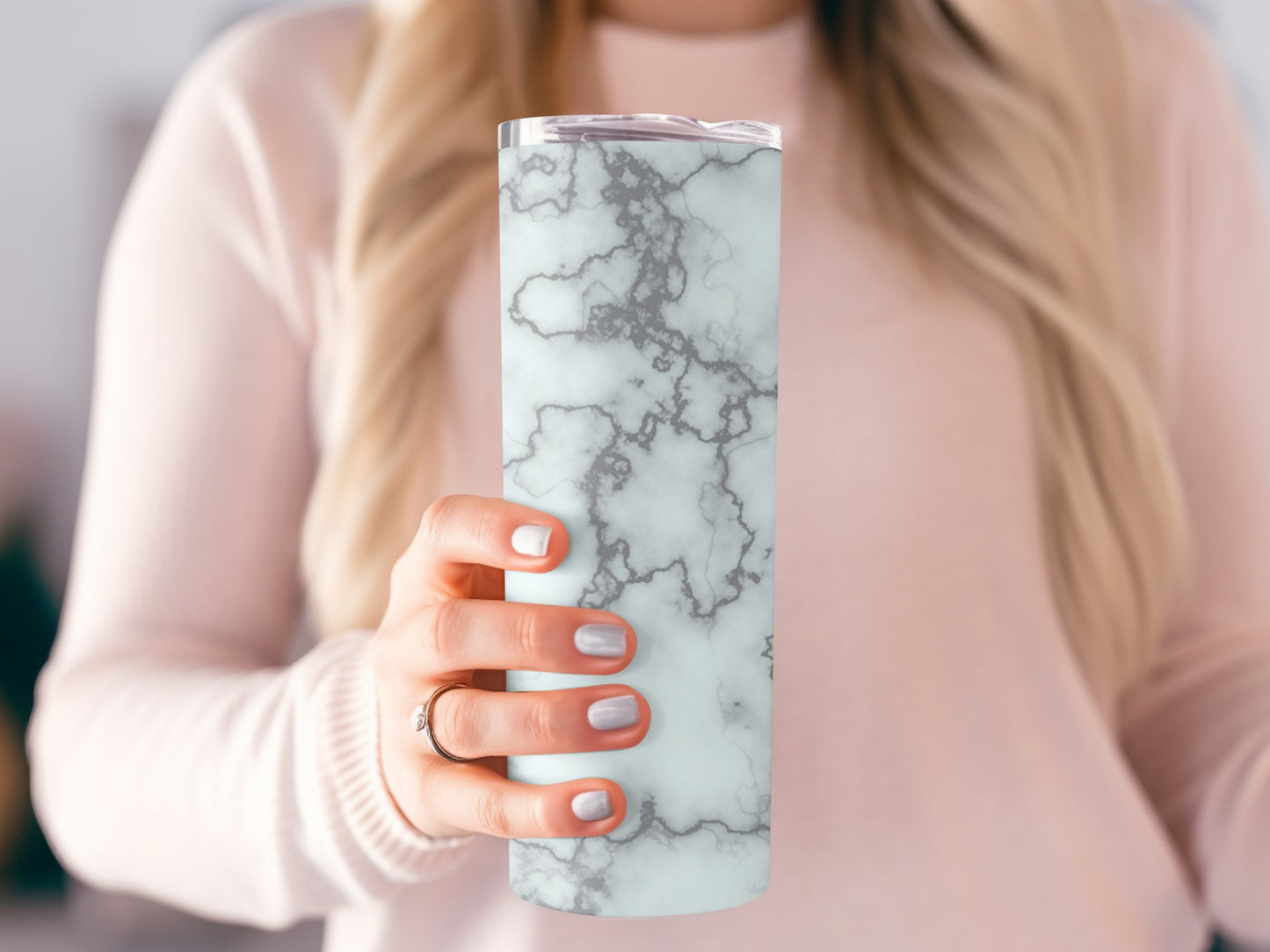 Pale Sky Marble Gray Veins Swirls Design Texture Tumblers