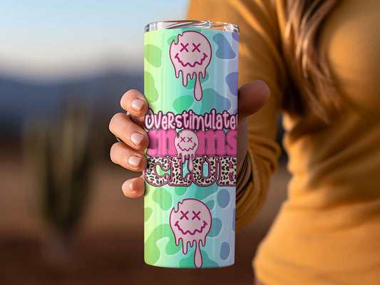 Overstimulated Moms Club Polka Dot Skull Design Tumbler