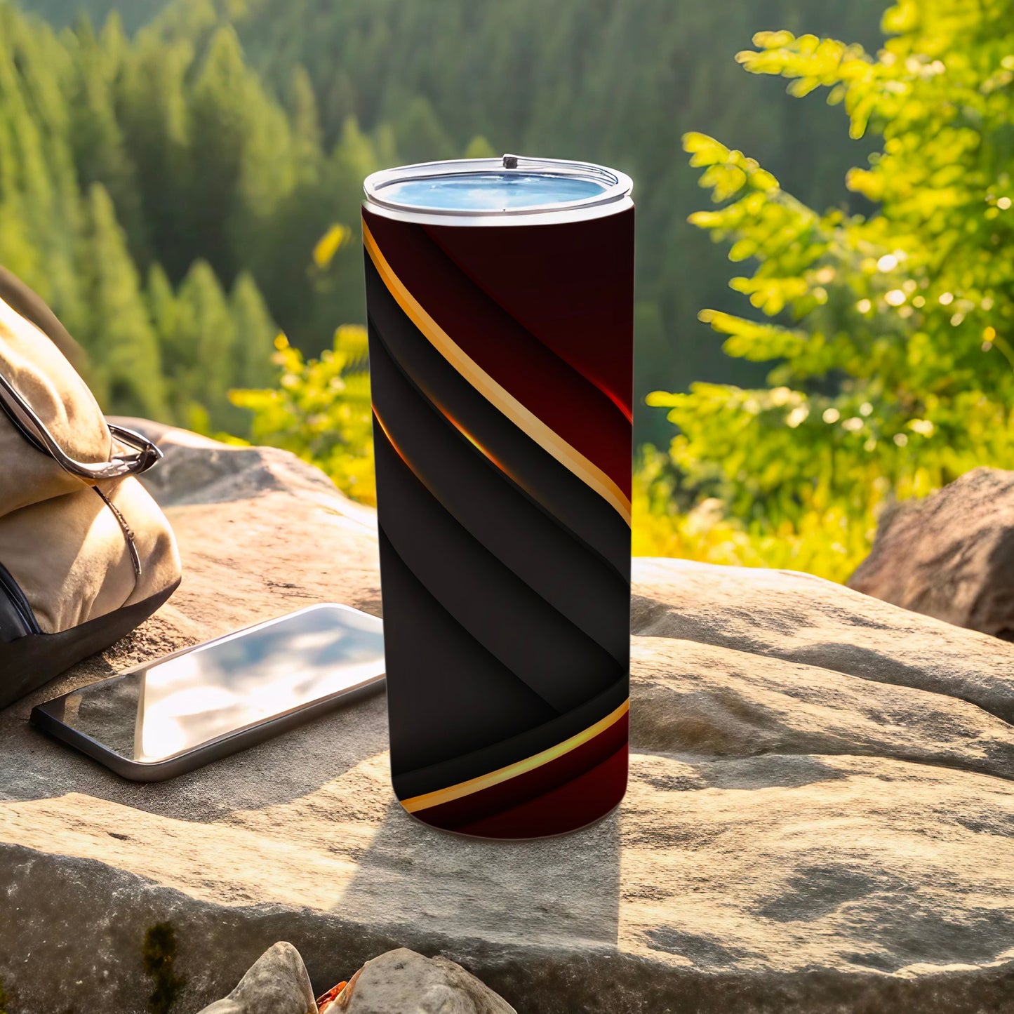 Elegant Maroon Black Gold Layered Abstract Tumbler product type