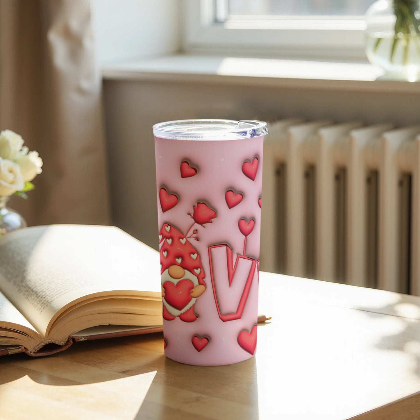 Love Gnome Hearts Design Insulated Tumbler Product