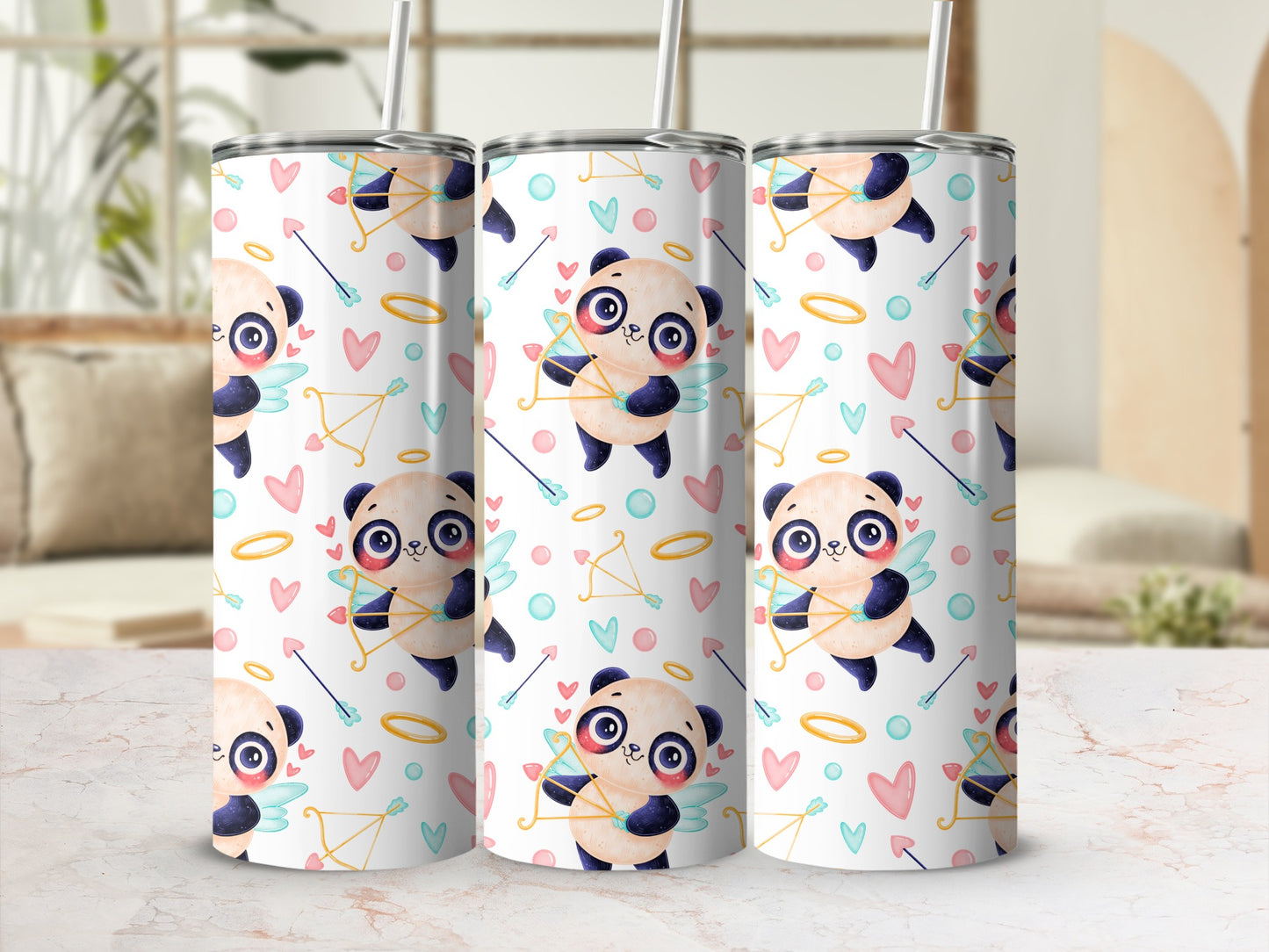 Cute Panda Cartoon Characters Adorn These Tumblers