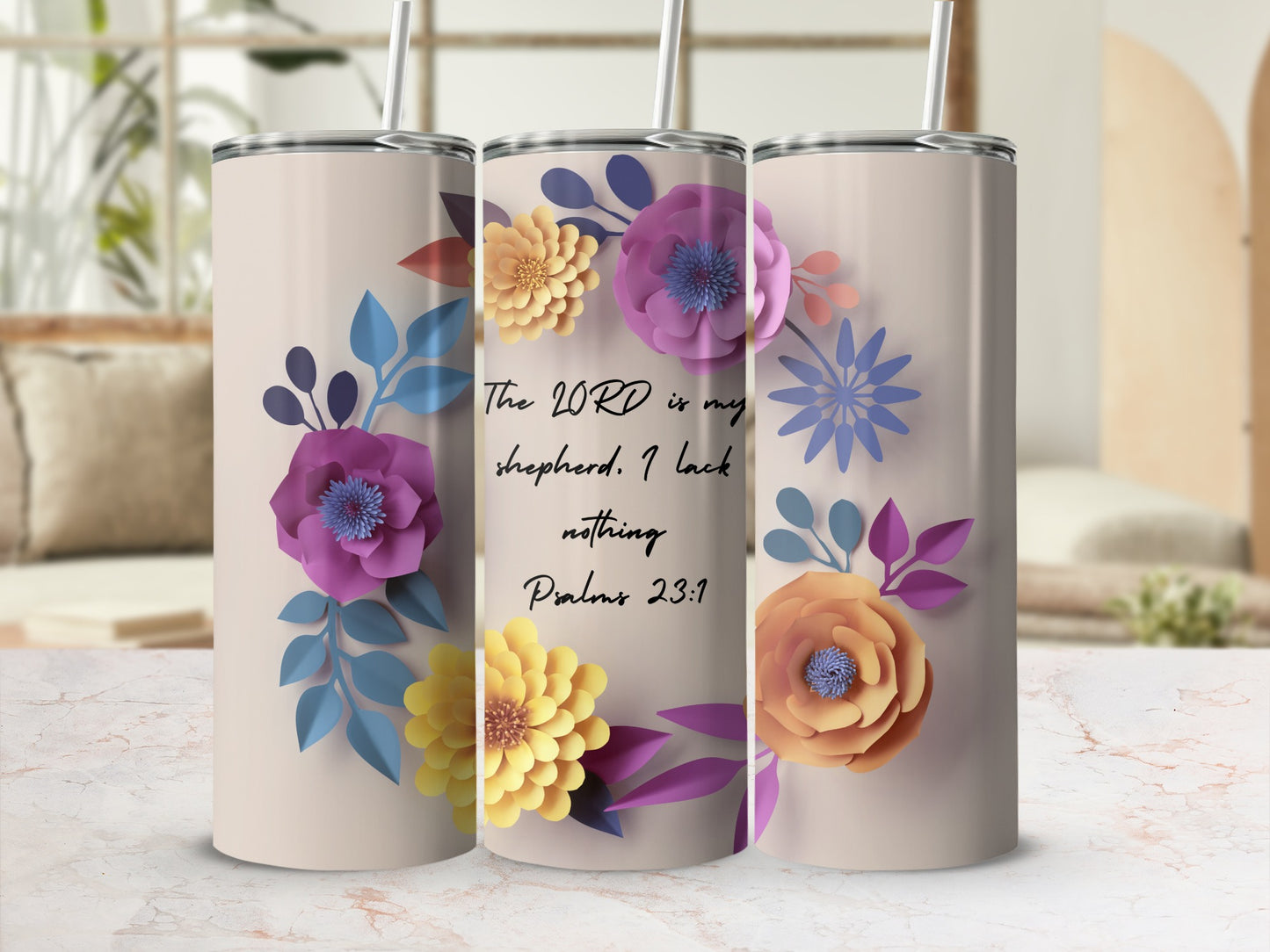 Floral Psalm 23 1 Tumbler Product