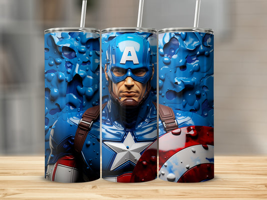 Captain America Design Cold Beverage Tumbler