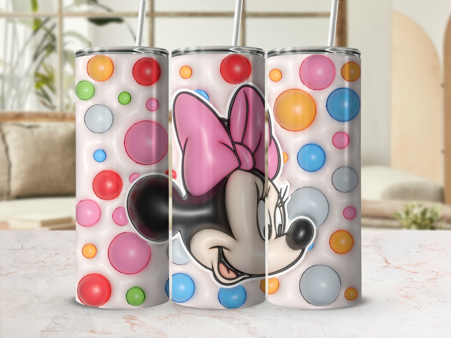 Colorful Dot and Cartoon Character Tumbler