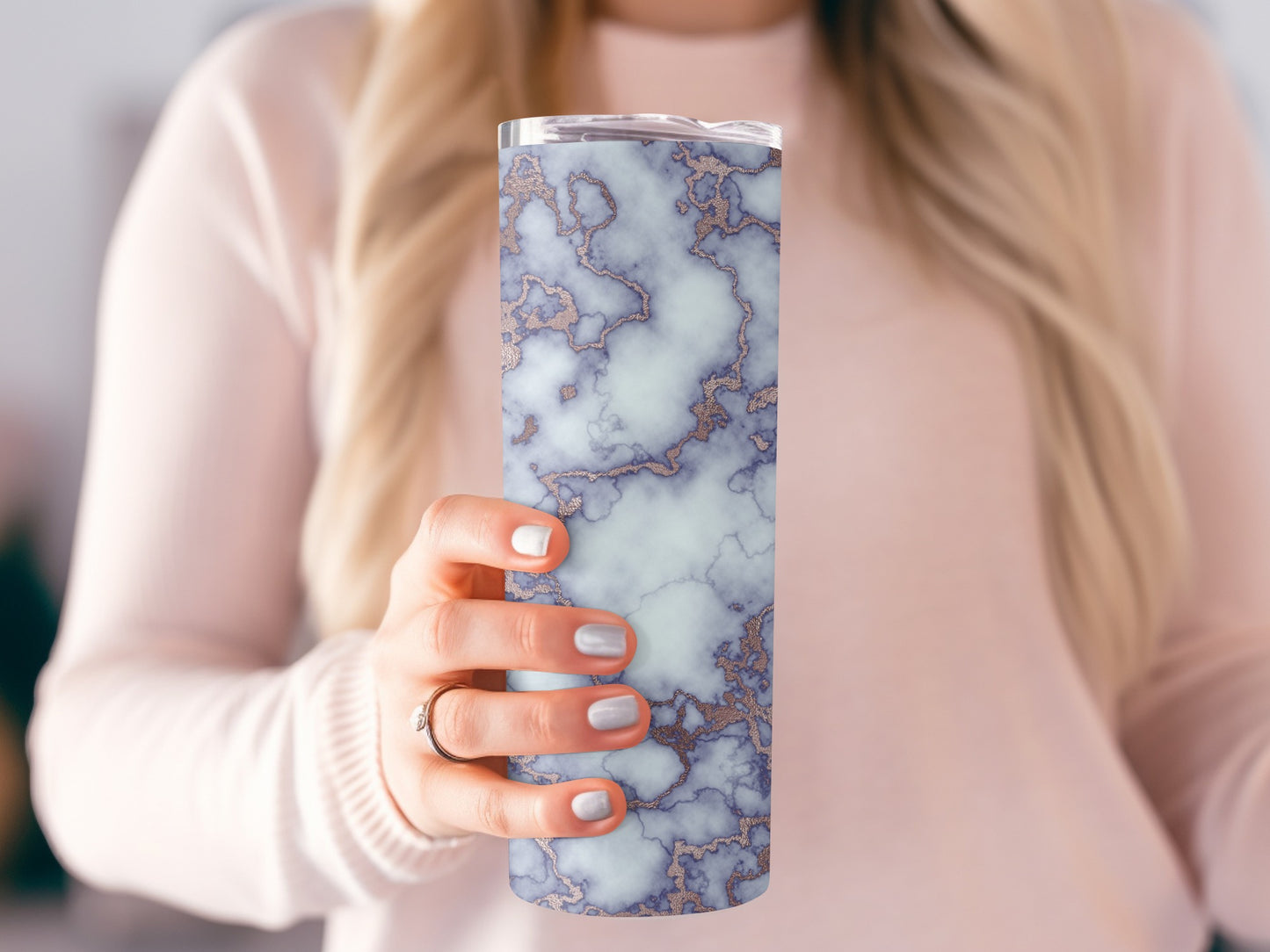 Marble Texture with Rose Gold Veins Design Style Tumblers