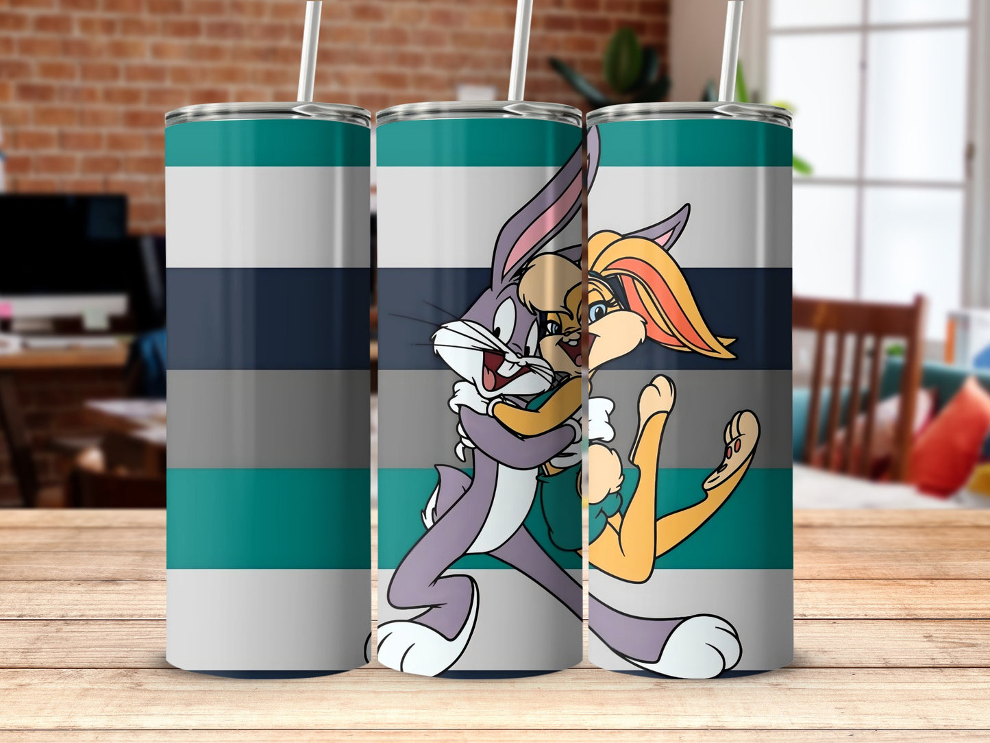 Looney Tunes Characters Striped Tumbler