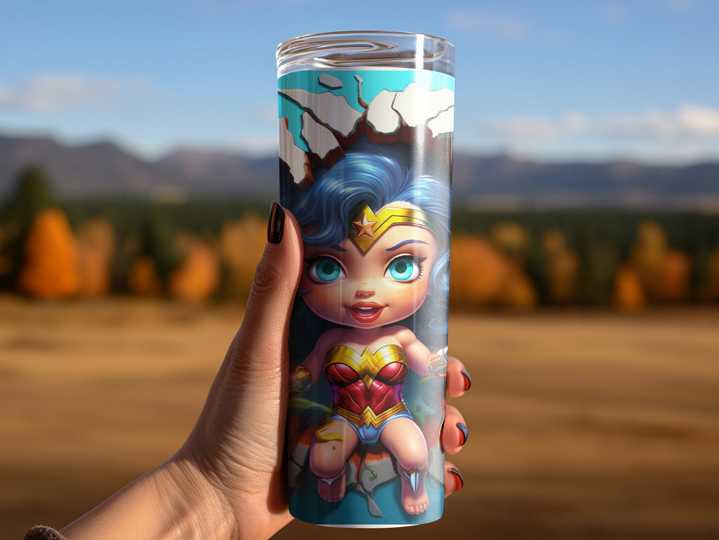 Cute Superhero Art Insulated Tumbler Bottle