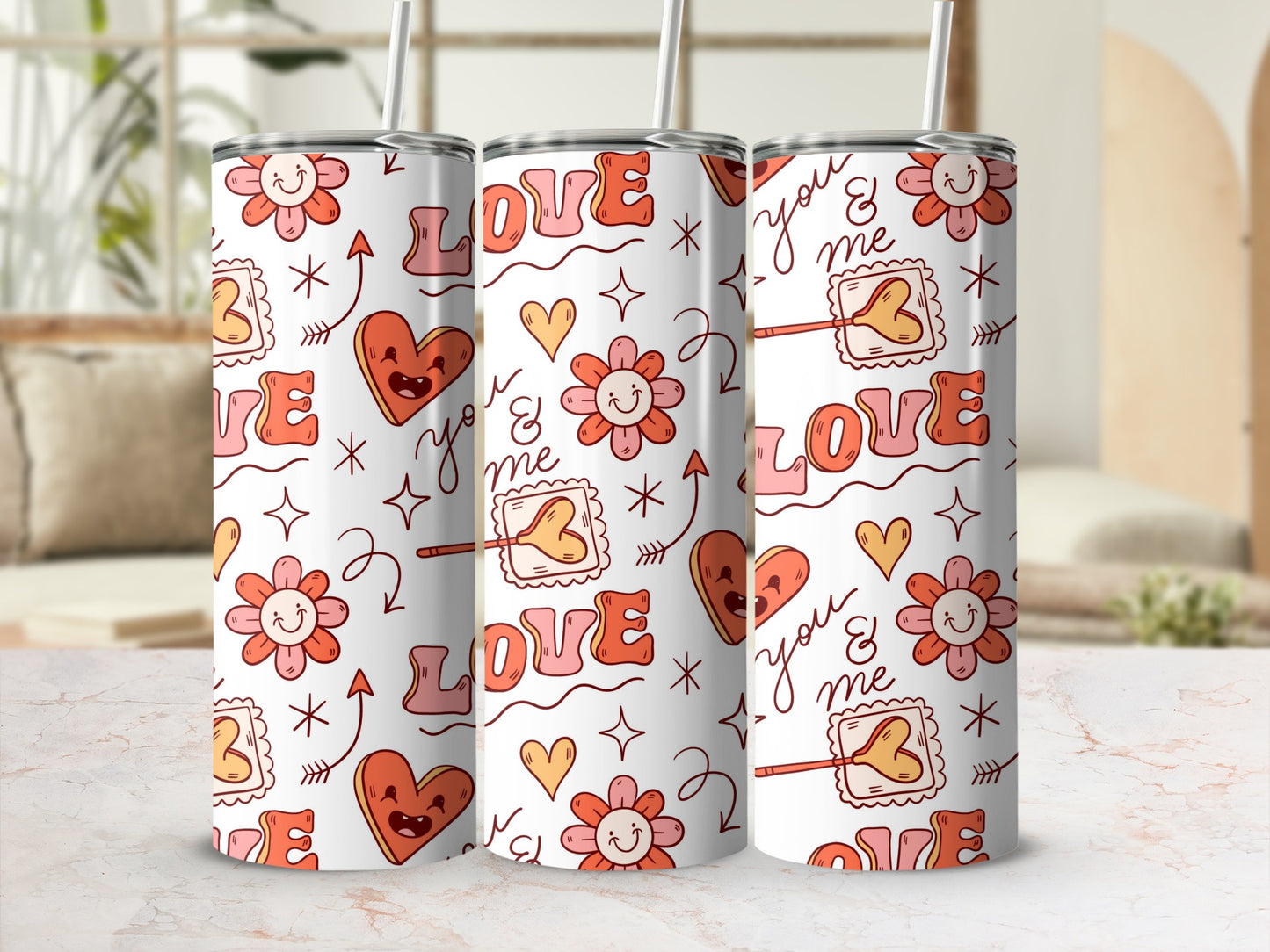 Adorable Love Themed Design Tall Skinny Tumbler