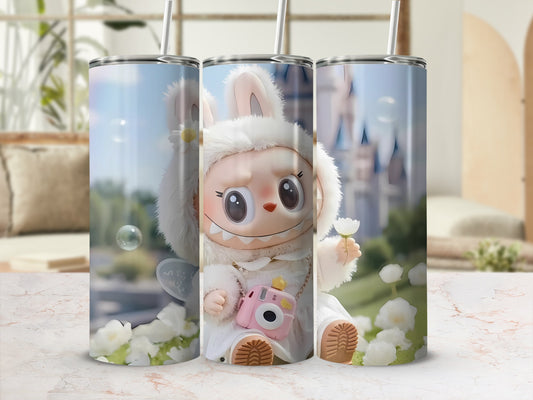 Adorable Bunny Character with Camera Design Tumbler