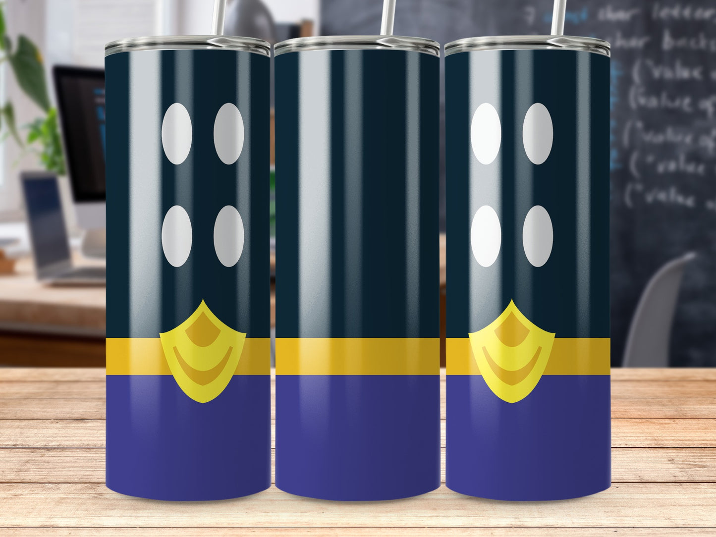 Blue Yellow Color Block Minimalist Design Tumblers