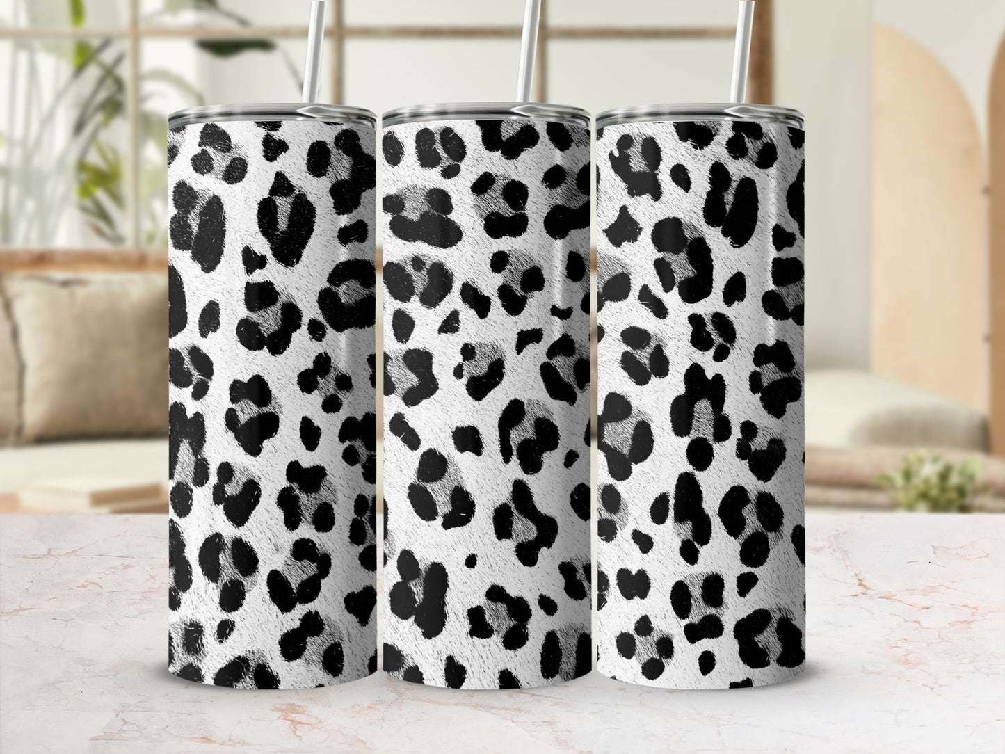 Black and White Leopard Print Tumbler Product