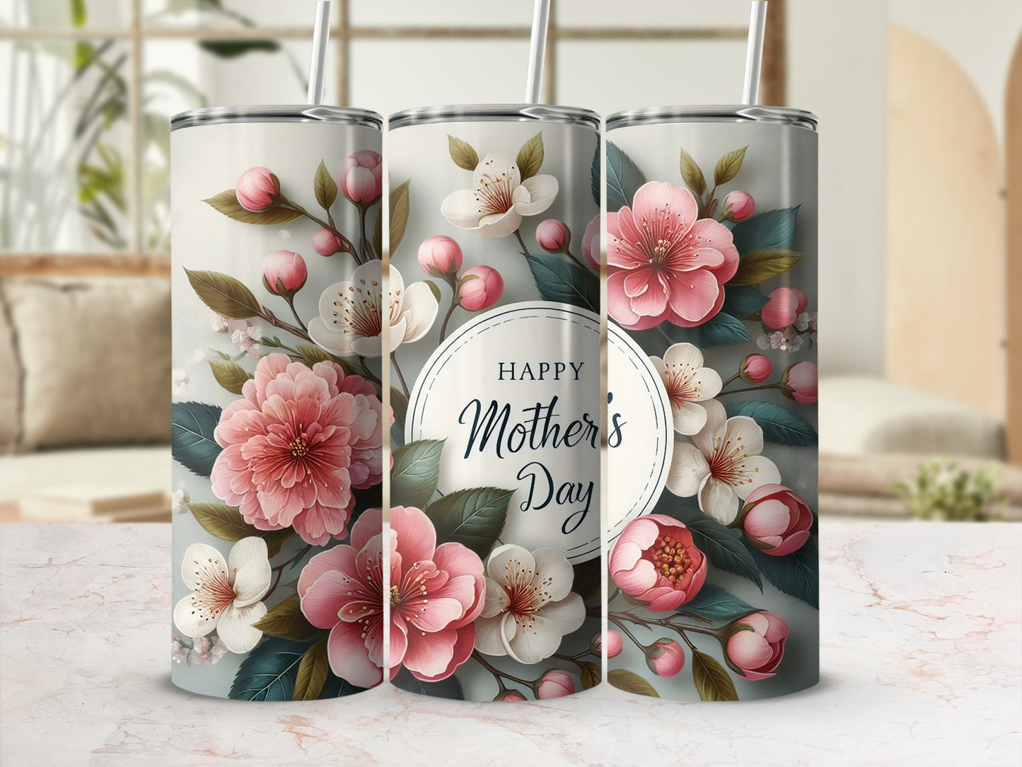 Happy Mother's Day Floral Design Tumbler Cup Gift