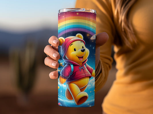Winne The Pooh With Planets And Rainbow Clouds Tumblers