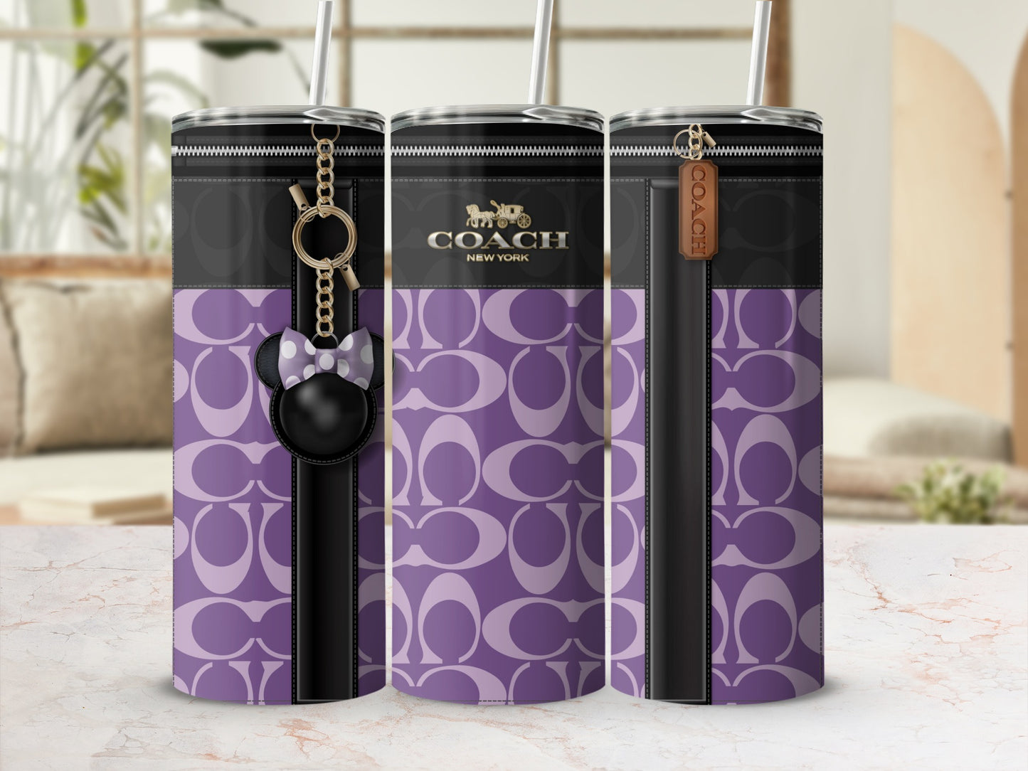 Stylish Purple Coach New York Patterned Tumbler