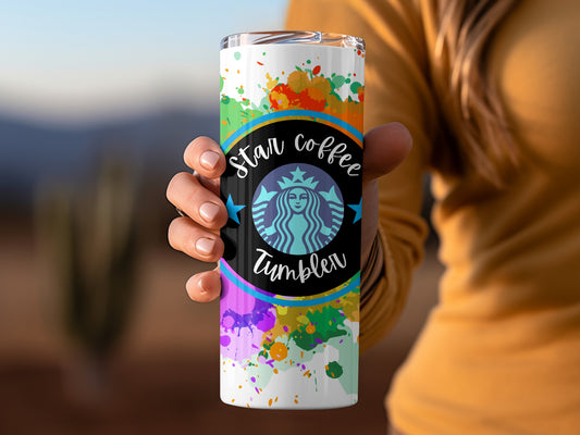 Colorful Splash Star Coffee Tumbler Travel Mug