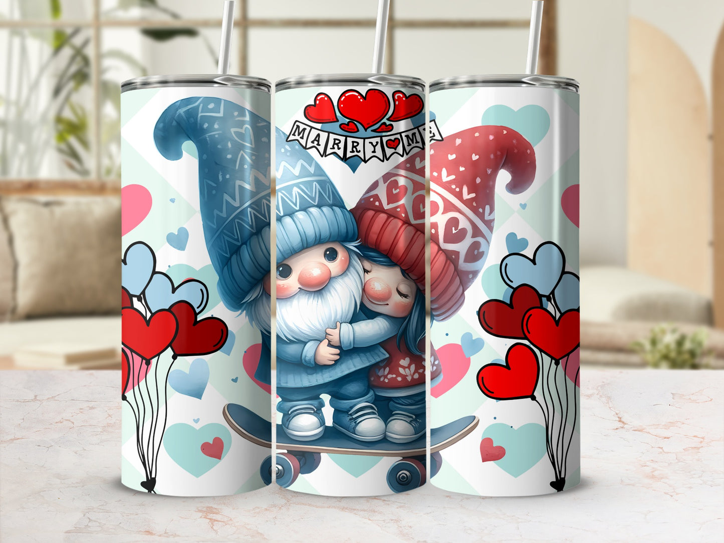 Adorable Gnomes Valentine's Day Themed Travel Mug