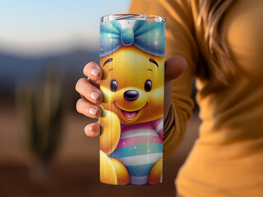 Golden Bear With Butterfly Design Cute Cartoon Tumblers