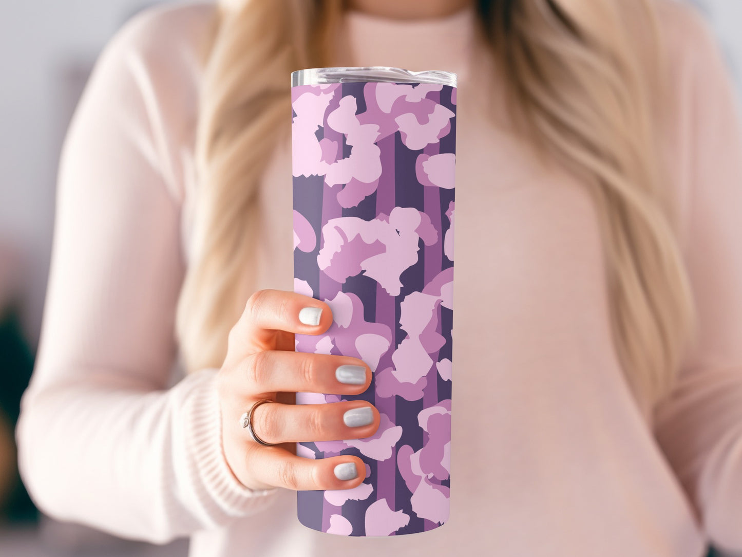 Vibrant Purple Floral Pattern Insulated Tumbler