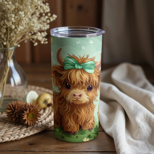 Cute Highland Cow with Bow Insulated Tumbler Cup
