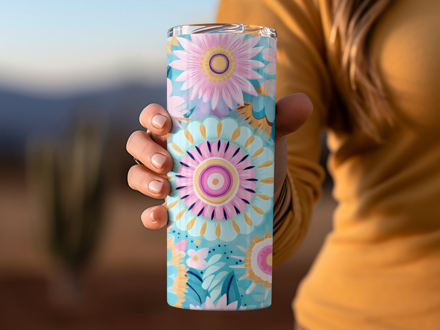 Vibrant Floral Pattern Insulated Travel Mug