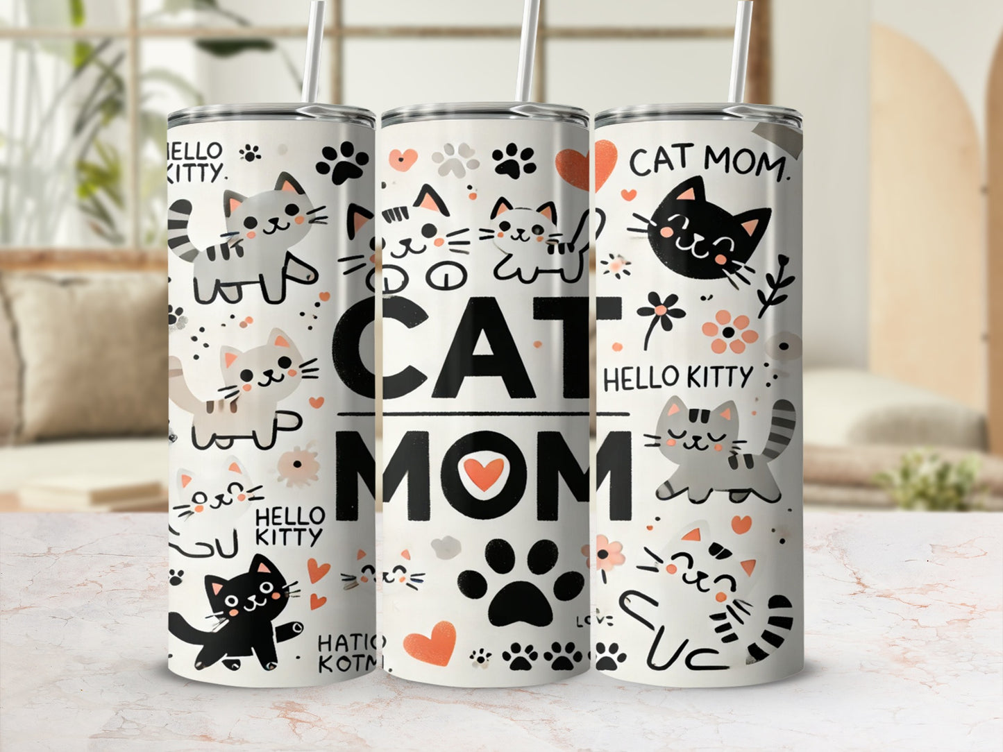Adorable Hello Kitty Cat Mom Themed Tumbler