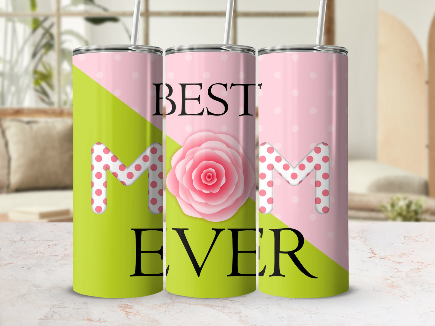 Best Mom Ever Floral Design Tumbler Cup Gift