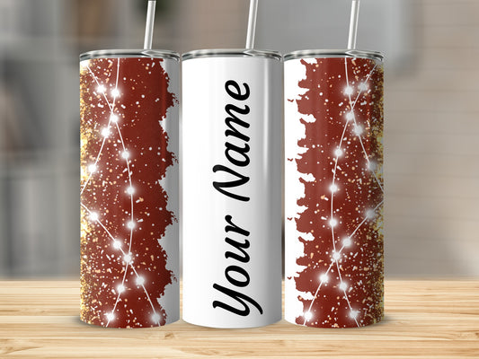 Customizable Sparkling Red and White Tumbler
