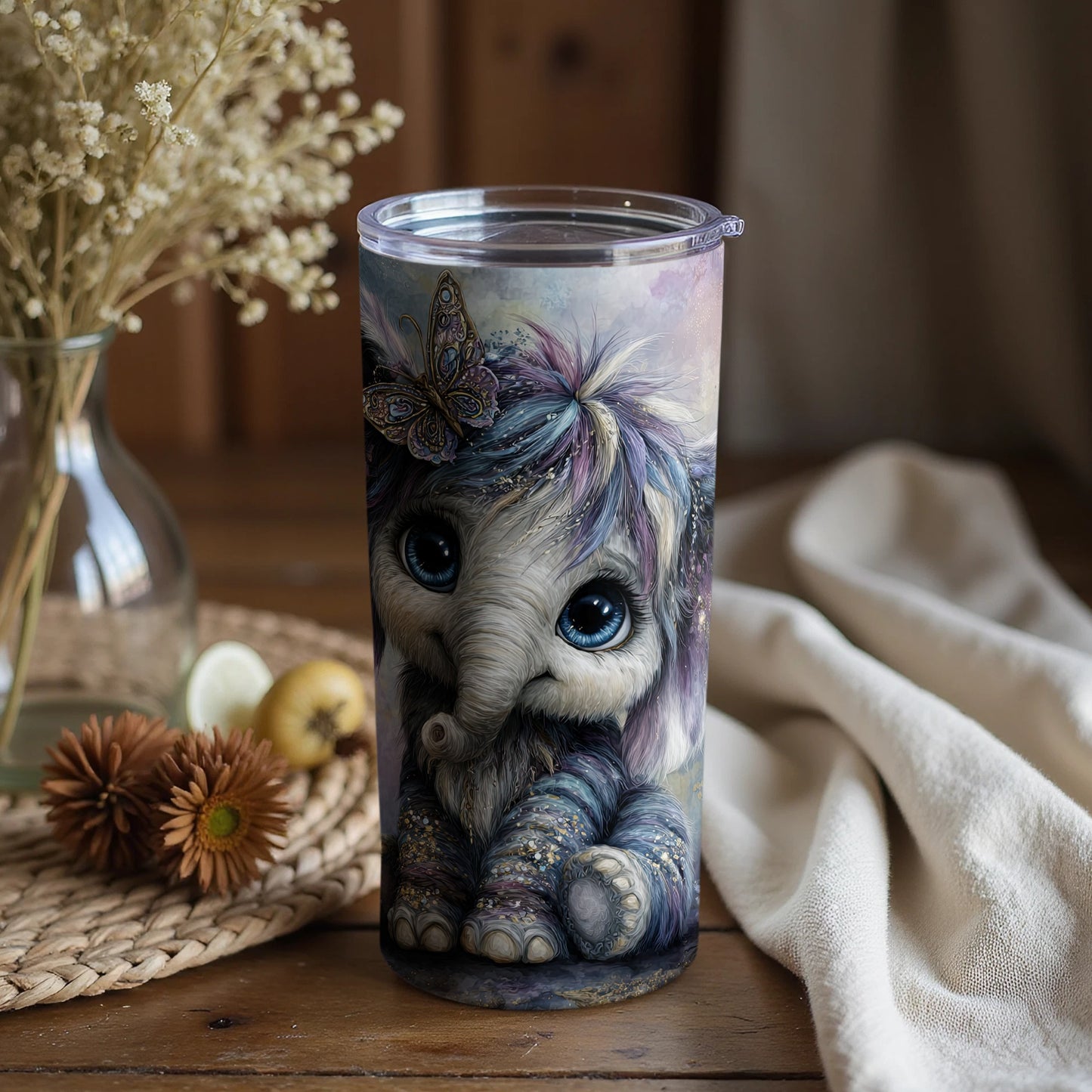 Adorable Handcrafted Elephant Tumbler With Butterfly