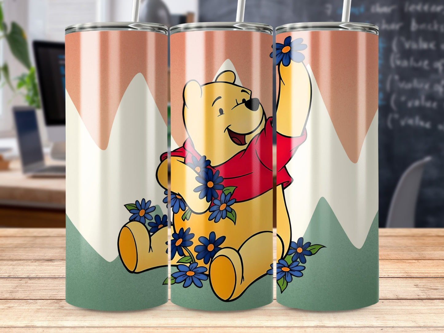 Winnie the Pooh Tumbler with Floral Design
