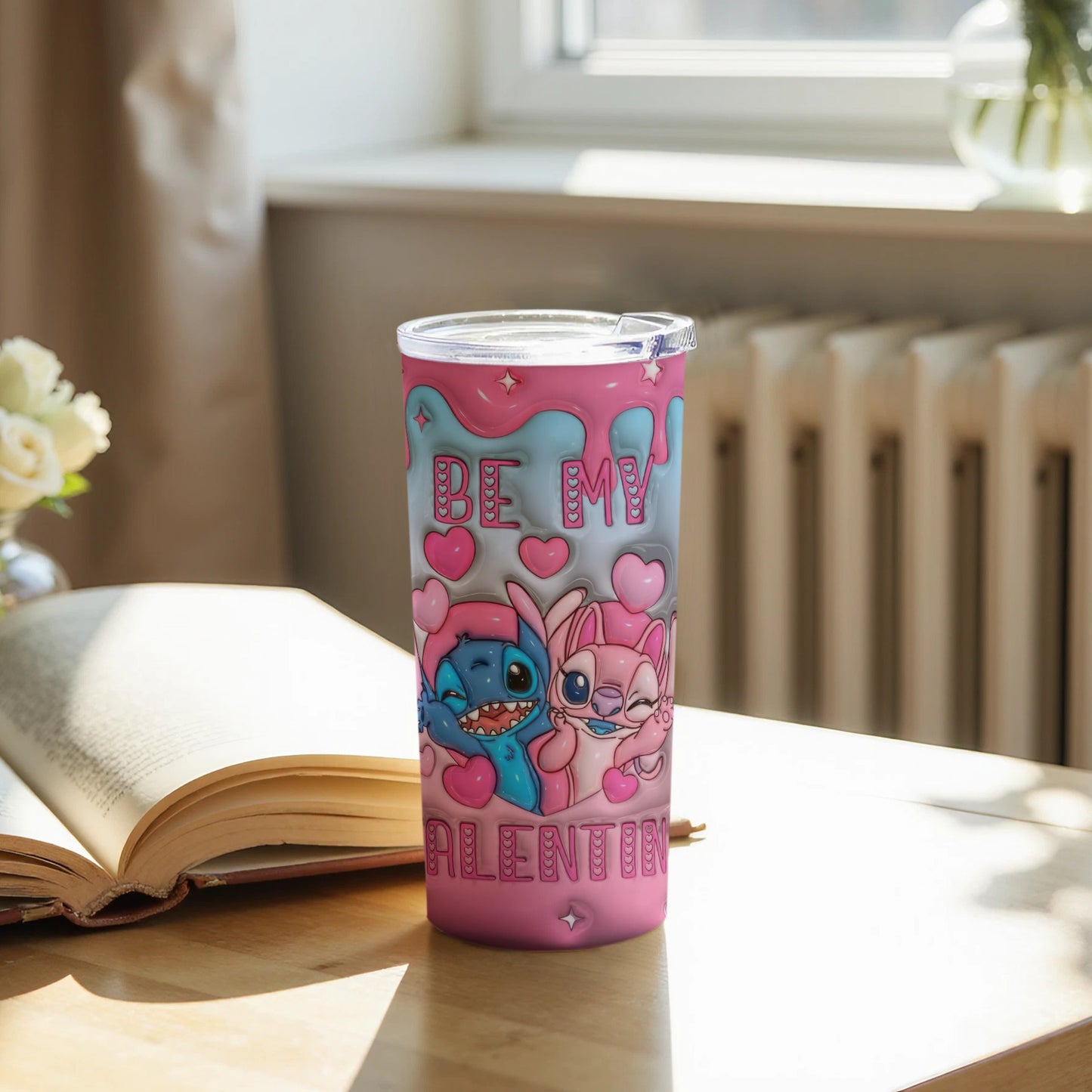 Be My Valentine Cute Character Insulated Tumbler