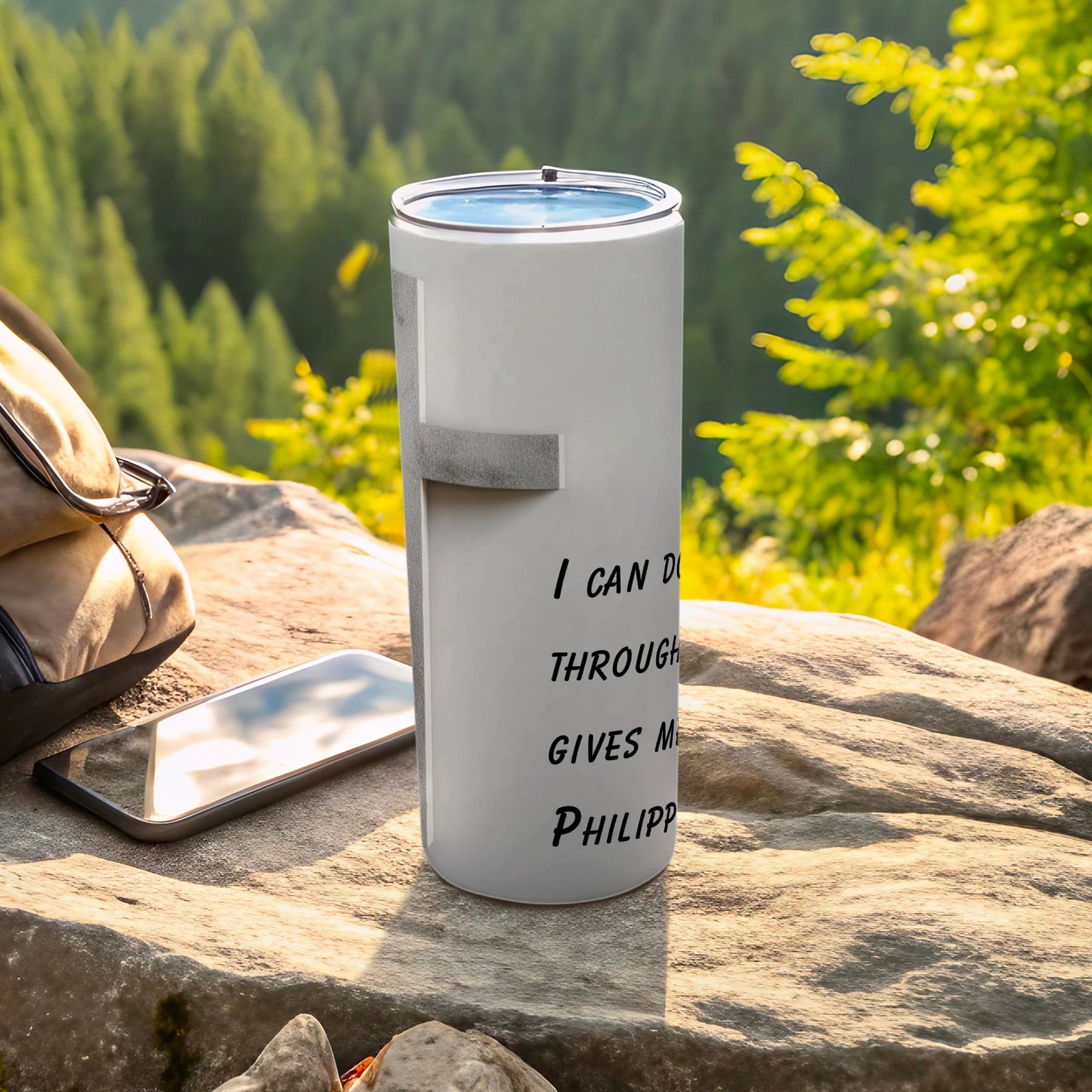 Inspirational Philippians 4:13 Travel Mug for Outdoors