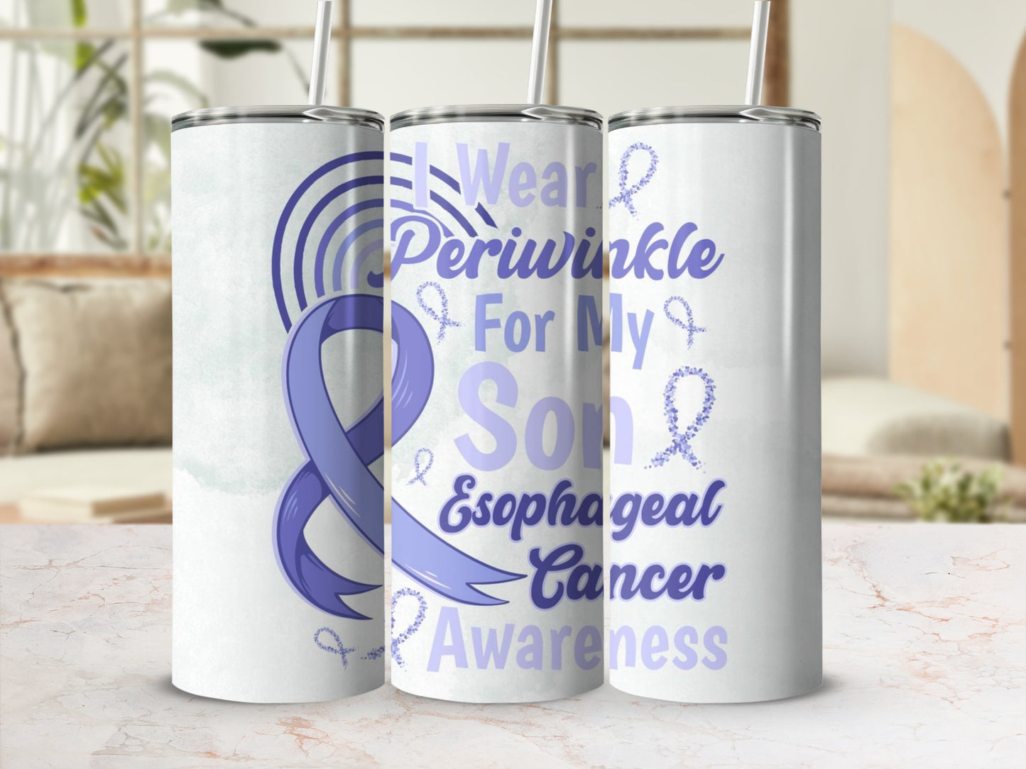 Periwinkle Son Esophageal Cancer Awareness Tumbler